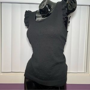 Belldini Ruffled Sleeveless Knit Sweater Top Black Size Medium